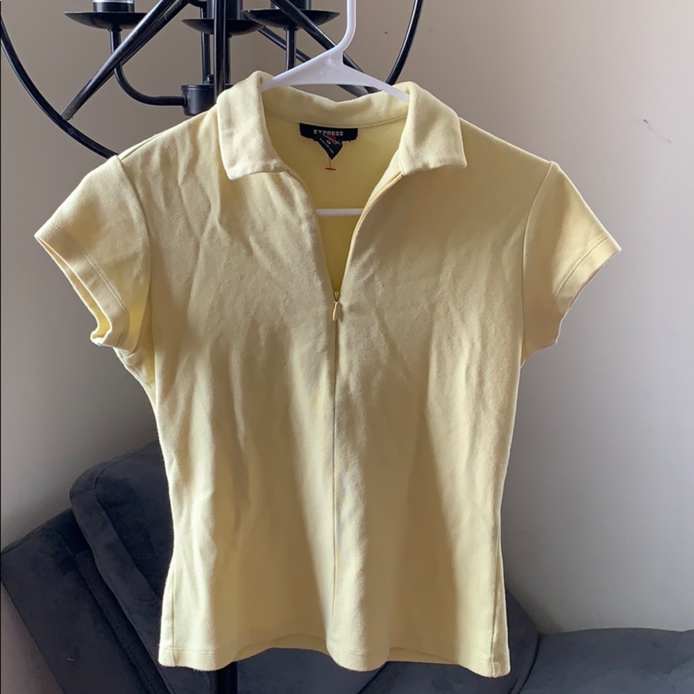 Quarter zip yellow collard top